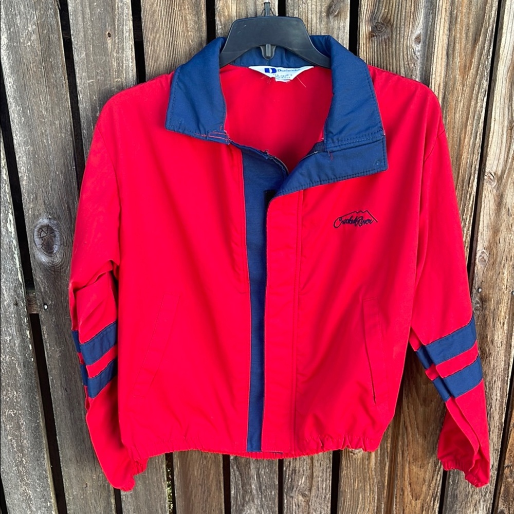 Vintage Dunbrooke S Jacket Mens Small Red Blue Crooked River Lightweight Dad 90s